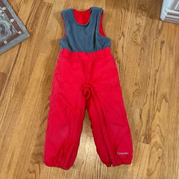 Columbia Sz 4T Snow Ski Bibs Adjustable Red Gray - Picture 1 of 7